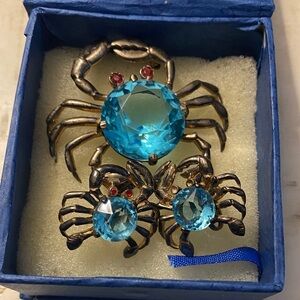 Vintage 50’s Crab Jewelry Set with Blue Gemstones